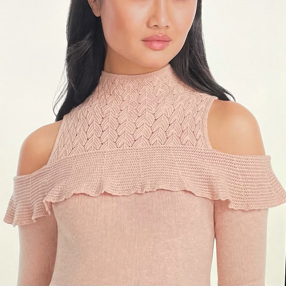 NWT WHBM Cold Shoulder Mock Neck Sweater XS - Picture 15 of 16